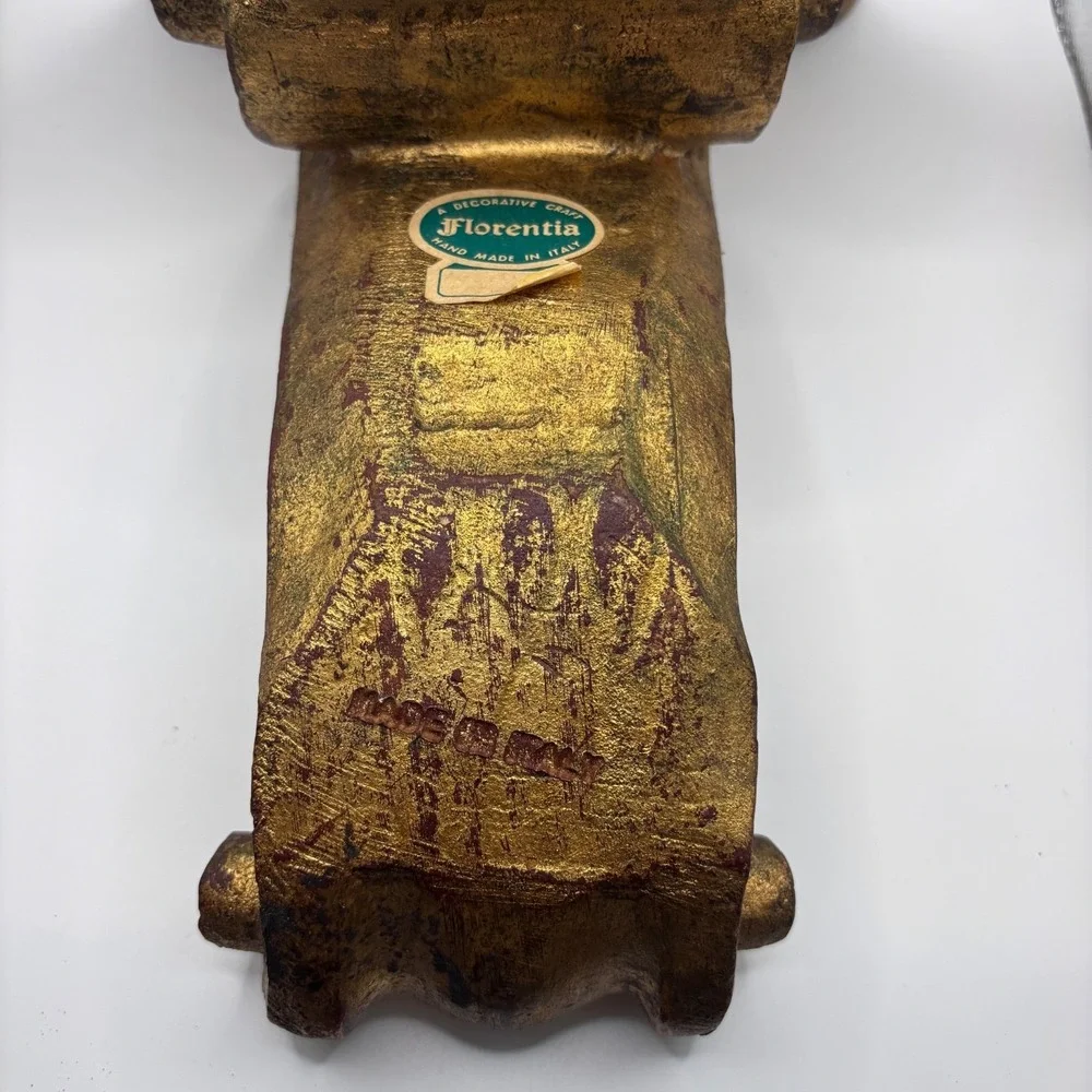 Vtg Florentine Florentia Gold Gilt Scroll Italian Wall Sconce Shelf